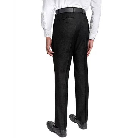 NWOT Santorelli Loro Piana Modern Fit Flat Front Dress Pants Black Men's Size 42 - Picture 2 of 6